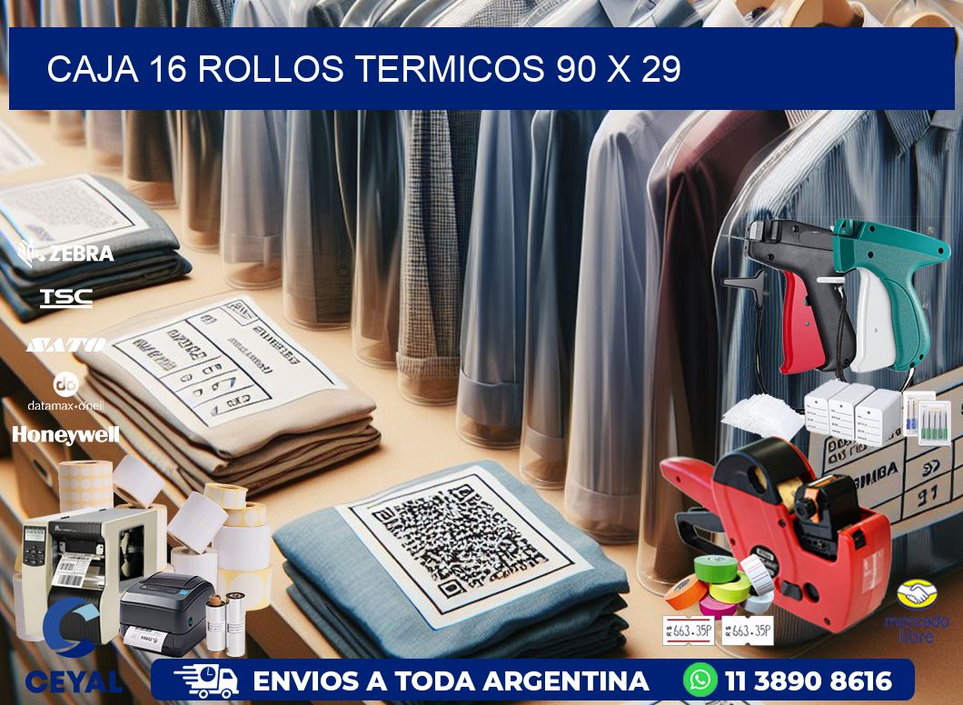 CAJA 16 ROLLOS TERMICOS 90 x 29