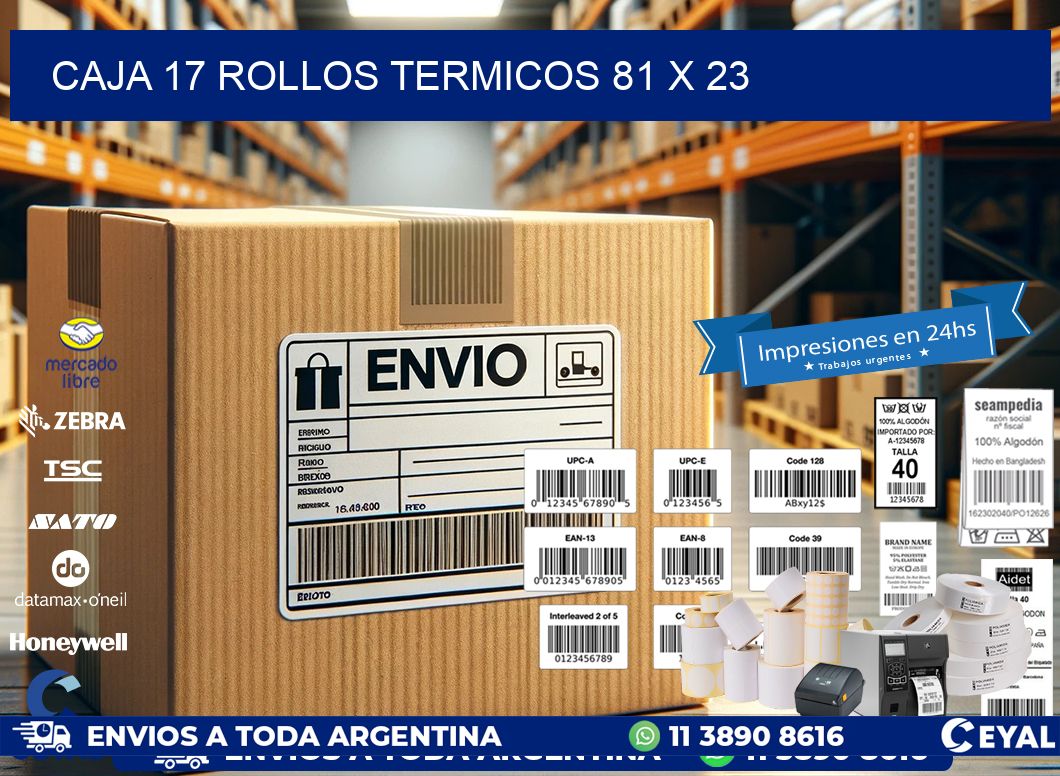 CAJA 17 ROLLOS TERMICOS 81 x 23