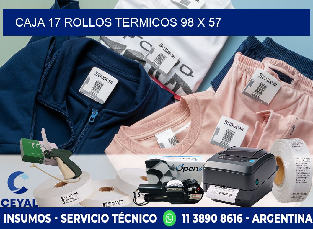 CAJA 17 ROLLOS TERMICOS 98 x 57