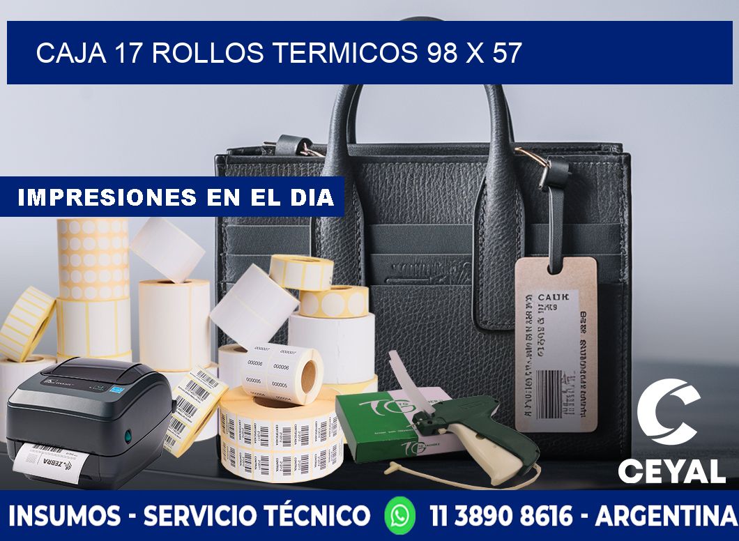 CAJA 17 ROLLOS TERMICOS 98 x 57