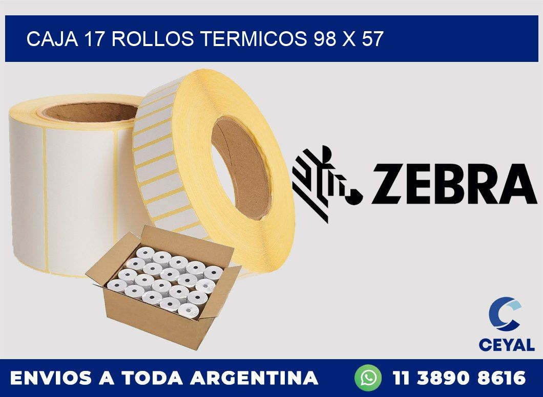 CAJA 17 ROLLOS TERMICOS 98 x 57