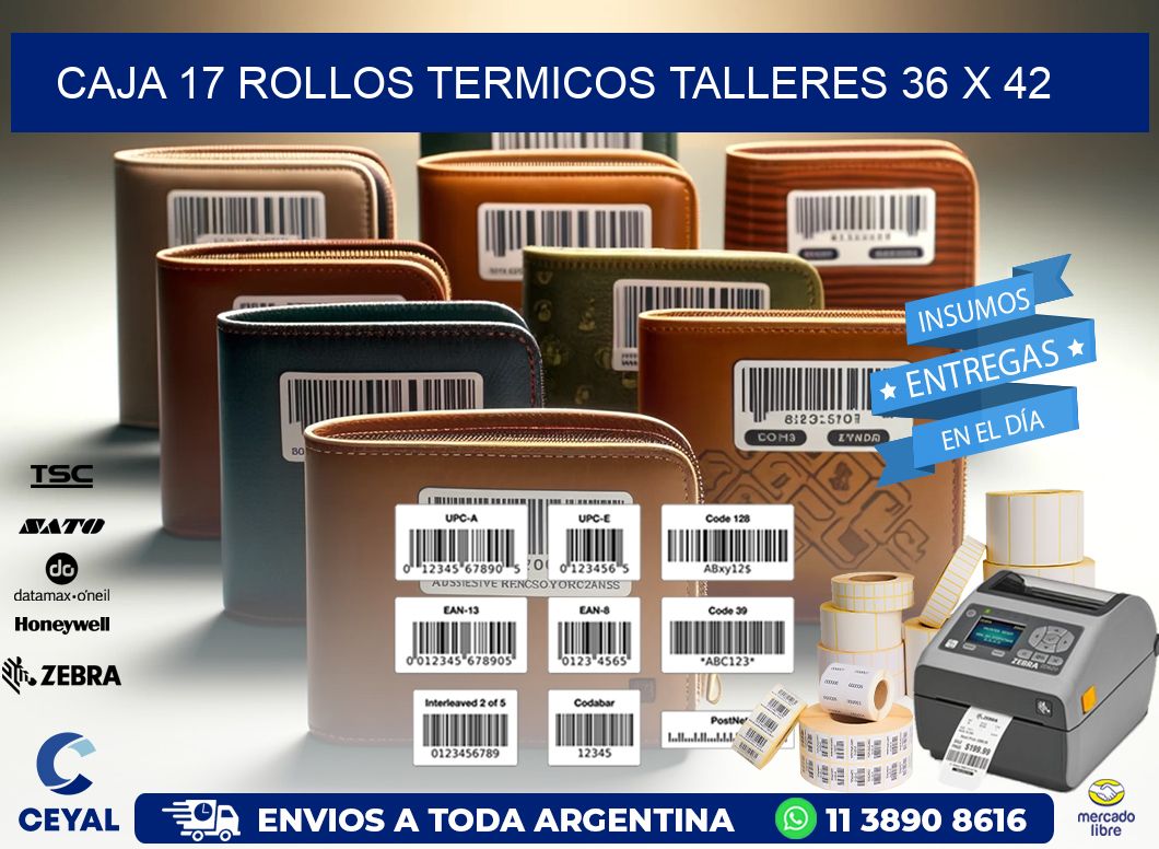 CAJA 17 ROLLOS TERMICOS TALLERES 36 x 42
