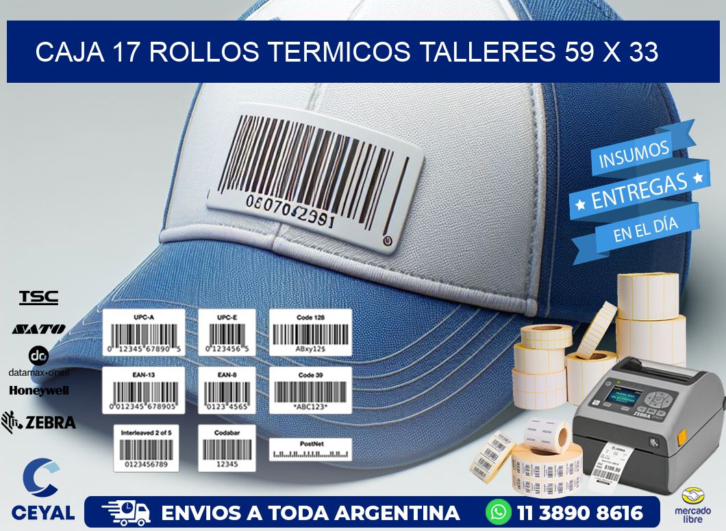 CAJA 17 ROLLOS TERMICOS TALLERES 59 x 33