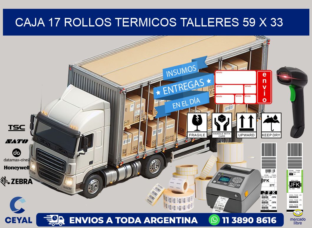 CAJA 17 ROLLOS TERMICOS TALLERES 59 x 33