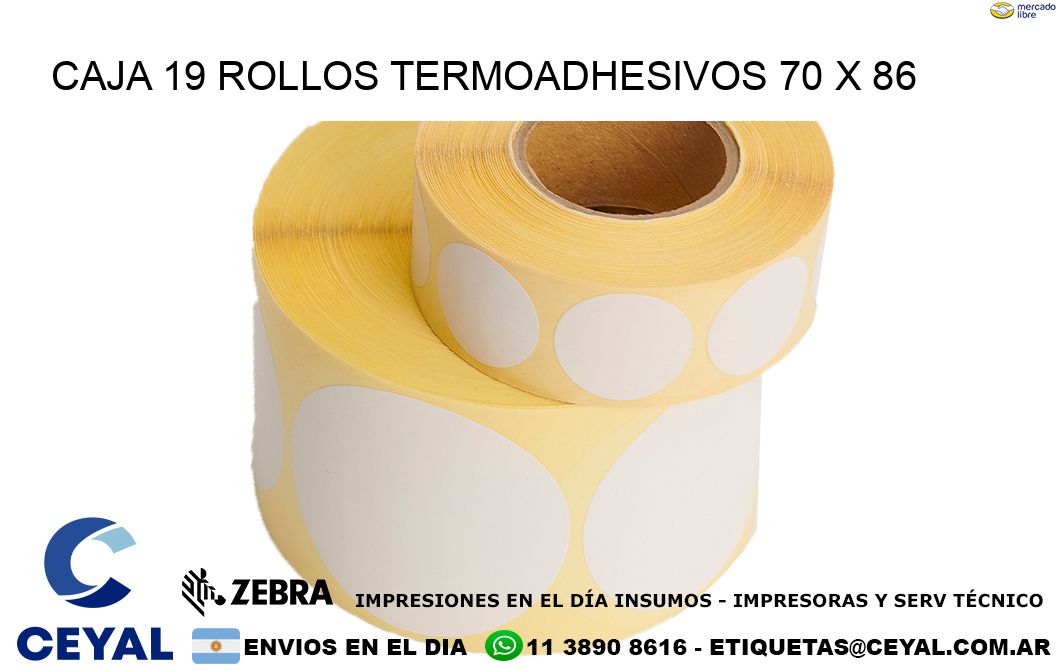 CAJA 19 ROLLOS TERMOADHESIVOS 70 x 86