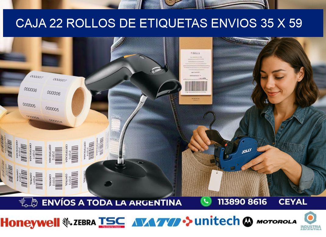 CAJA 22 ROLLOS DE ETIQUETAS ENVIOS 35 x 59