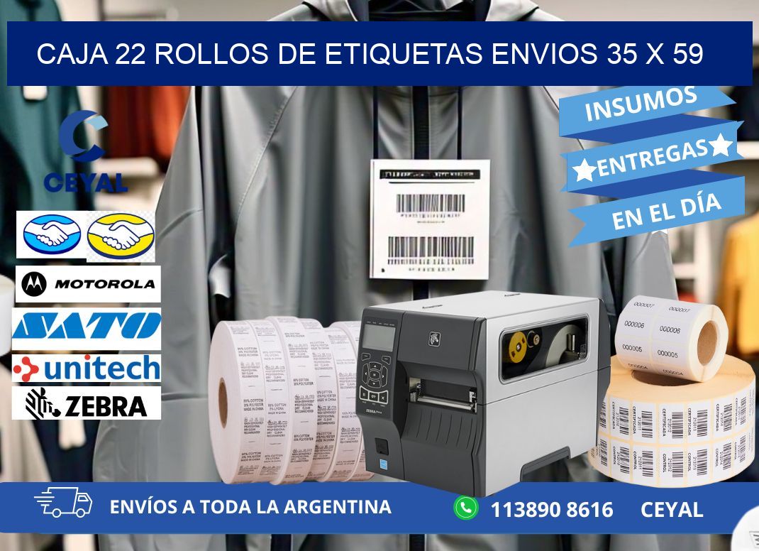CAJA 22 ROLLOS DE ETIQUETAS ENVIOS 35 x 59