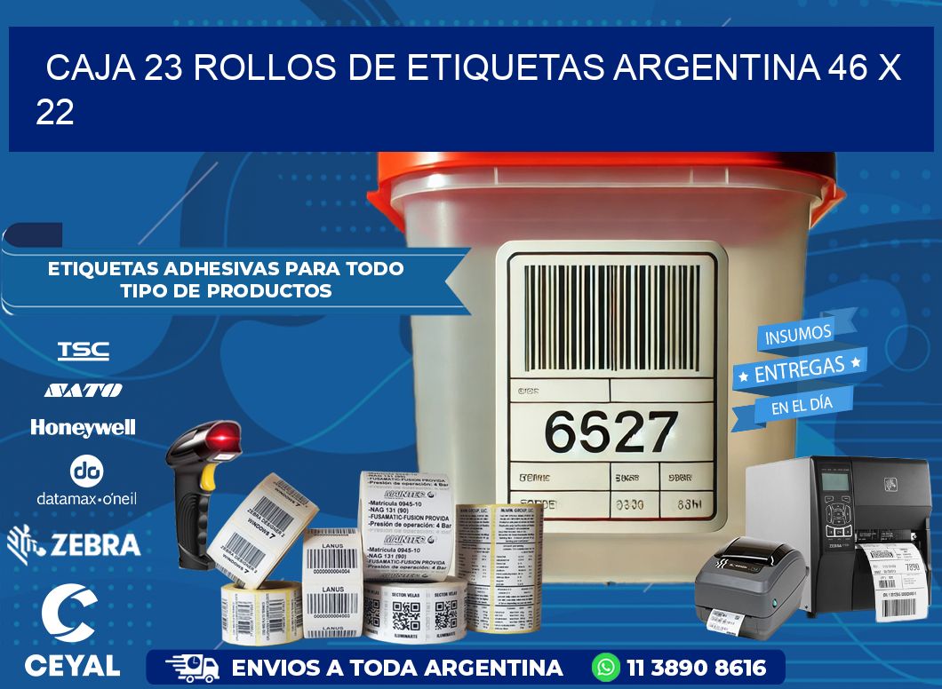 CAJA 23 ROLLOS DE ETIQUETAS ARGENTINA 46 x 22