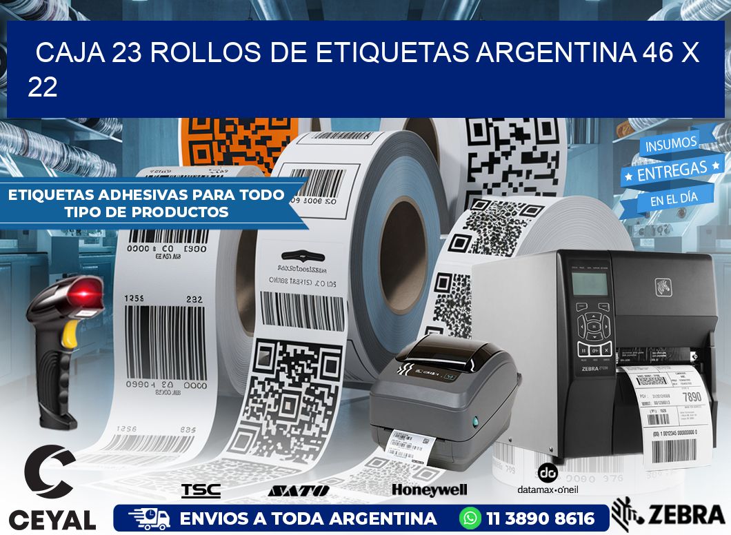 CAJA 23 ROLLOS DE ETIQUETAS ARGENTINA 46 x 22