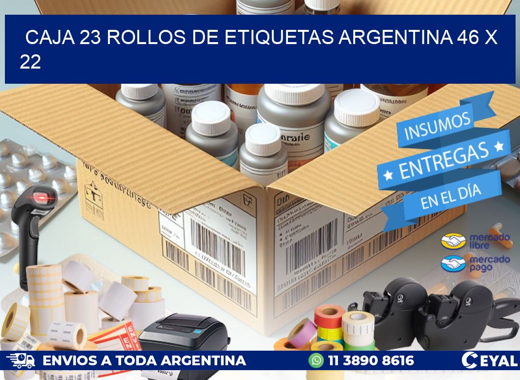 CAJA 23 ROLLOS DE ETIQUETAS ARGENTINA 46 x 22