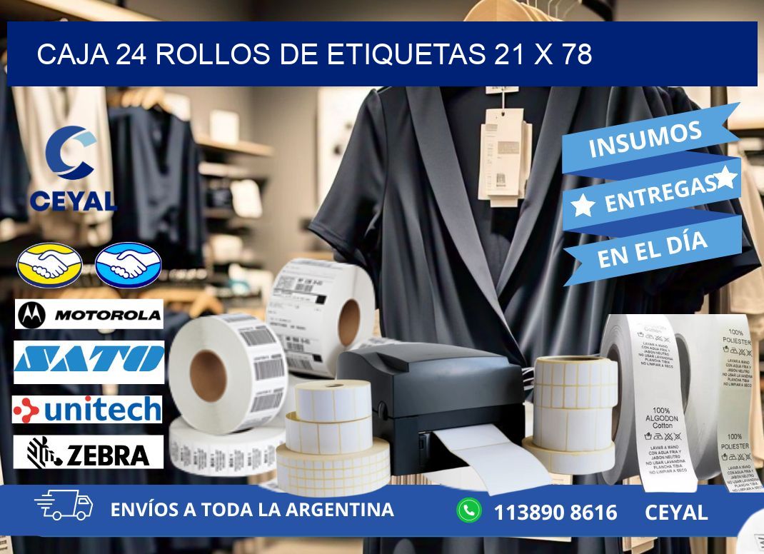 CAJA 24 ROLLOS DE ETIQUETAS 21 x 78
