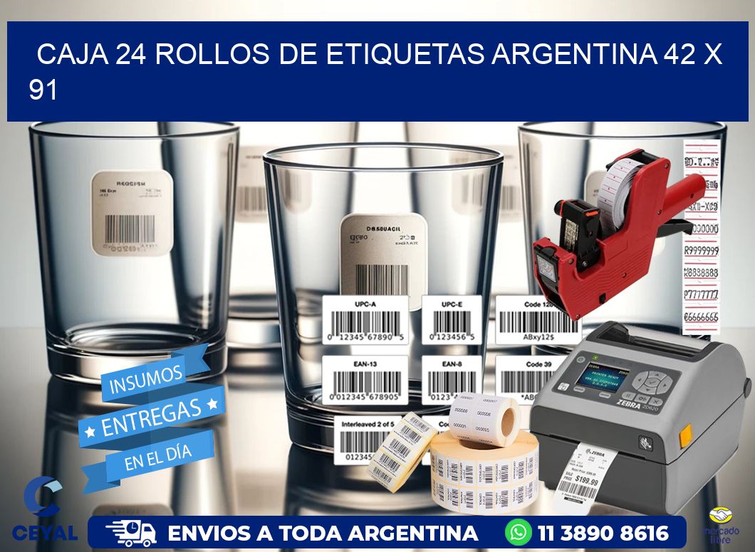 CAJA 24 ROLLOS DE ETIQUETAS ARGENTINA 42 x 91