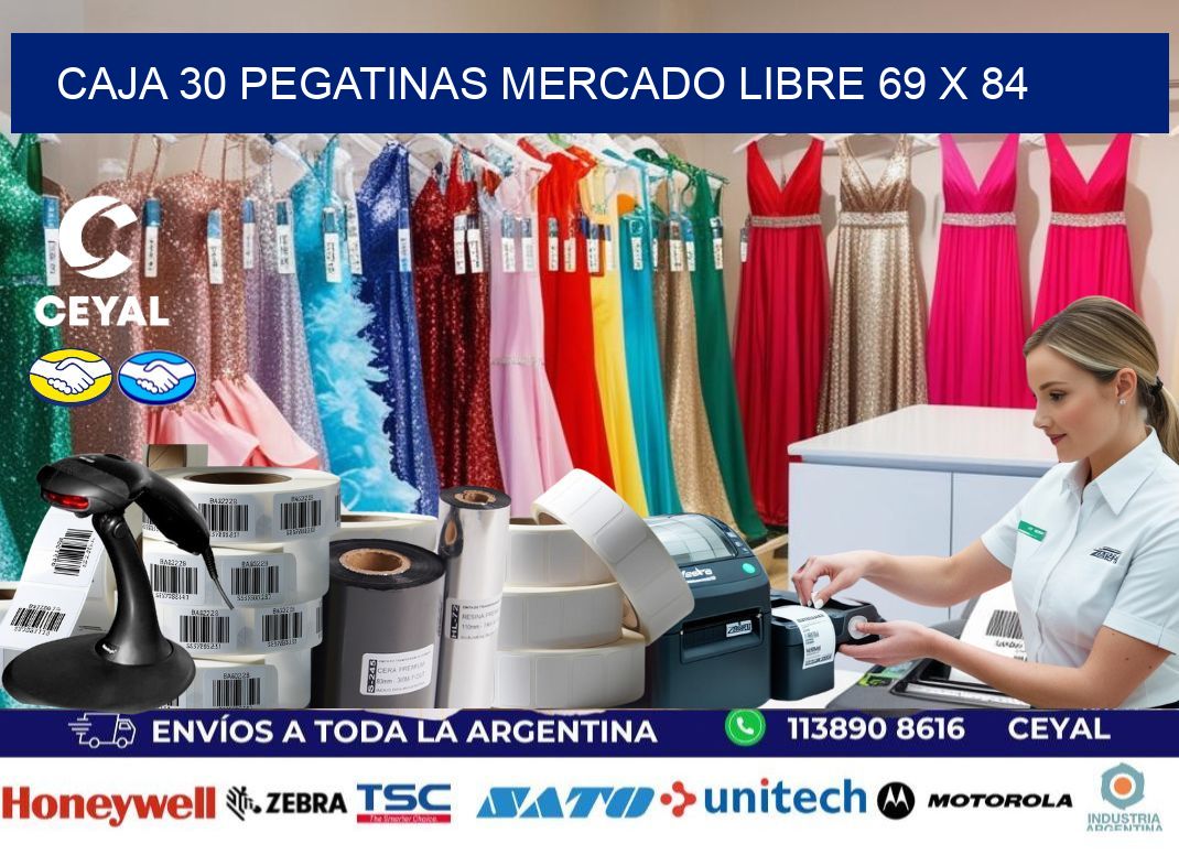 CAJA 30 PEGATINAS MERCADO LIBRE 69 x 84
