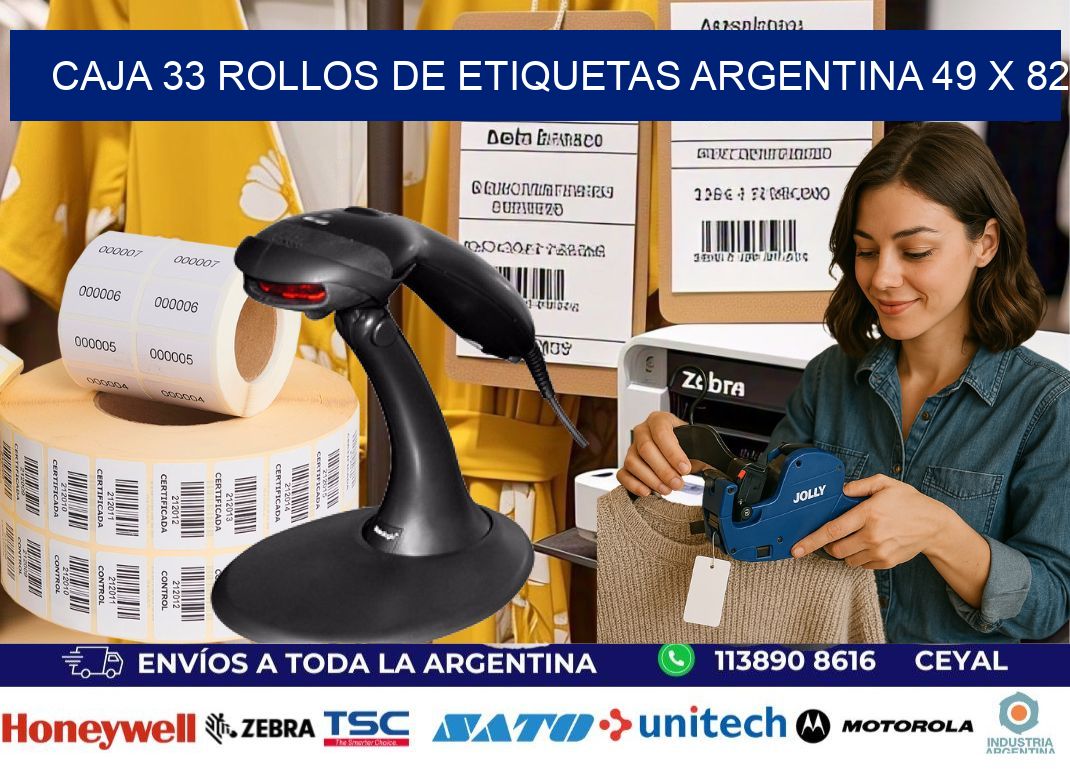 CAJA 33 ROLLOS DE ETIQUETAS ARGENTINA 49 x 82