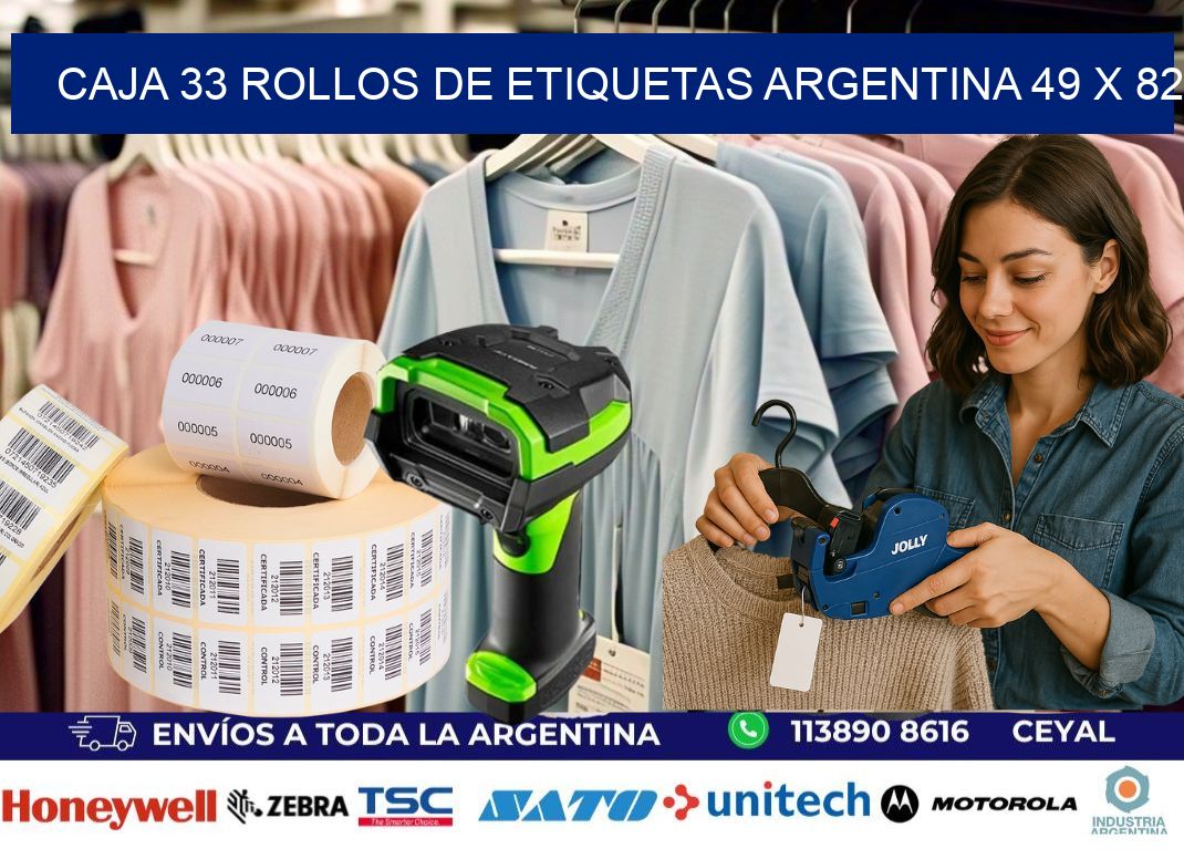 CAJA 33 ROLLOS DE ETIQUETAS ARGENTINA 49 x 82