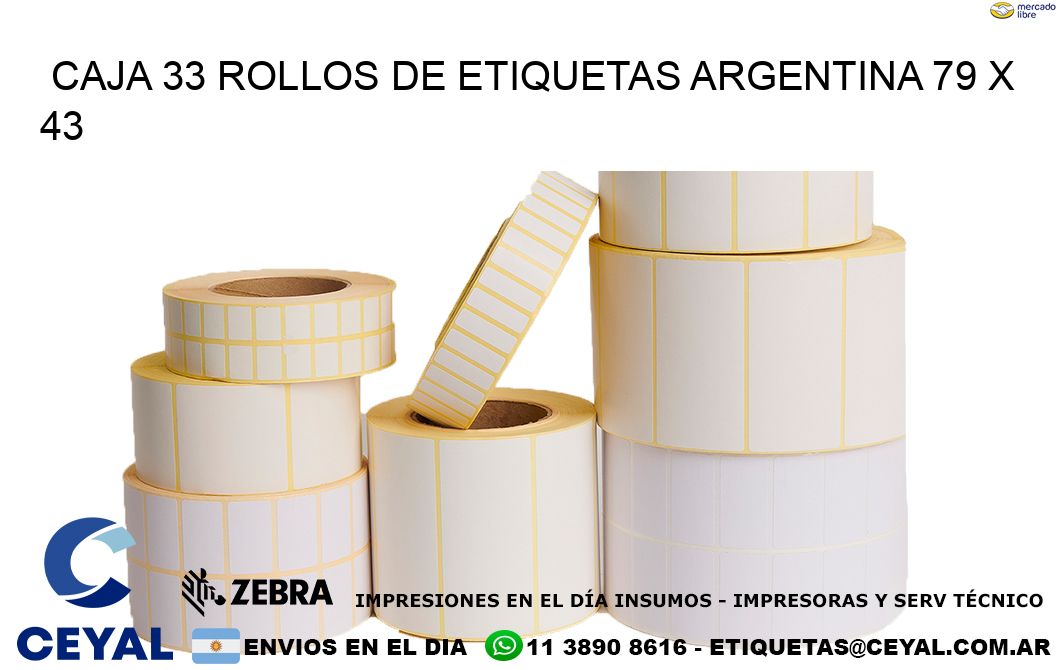 CAJA 33 ROLLOS DE ETIQUETAS ARGENTINA 79 x 43