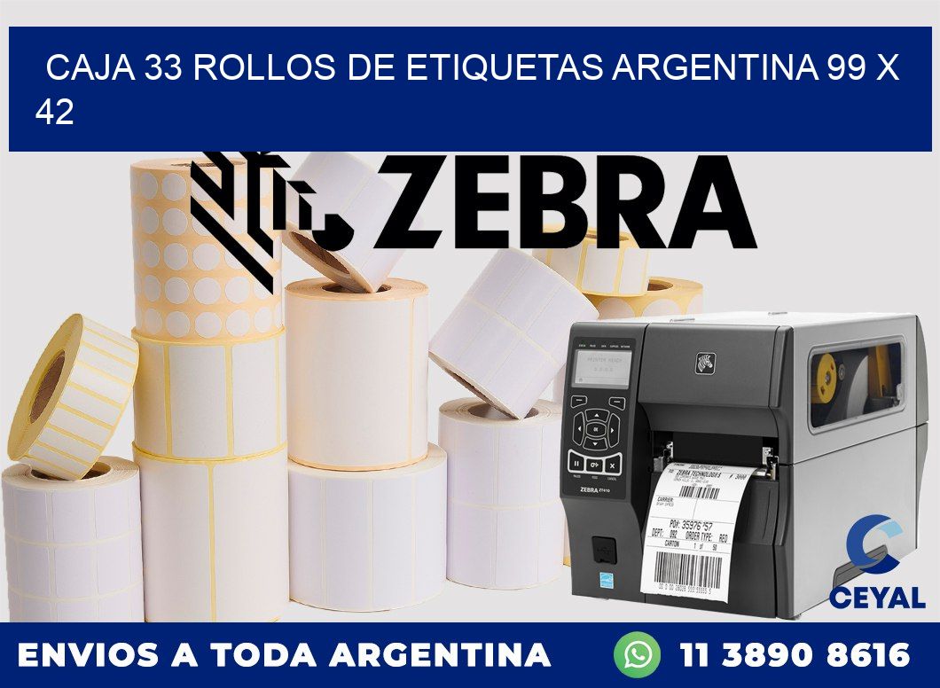 CAJA 33 ROLLOS DE ETIQUETAS ARGENTINA 99 x 42