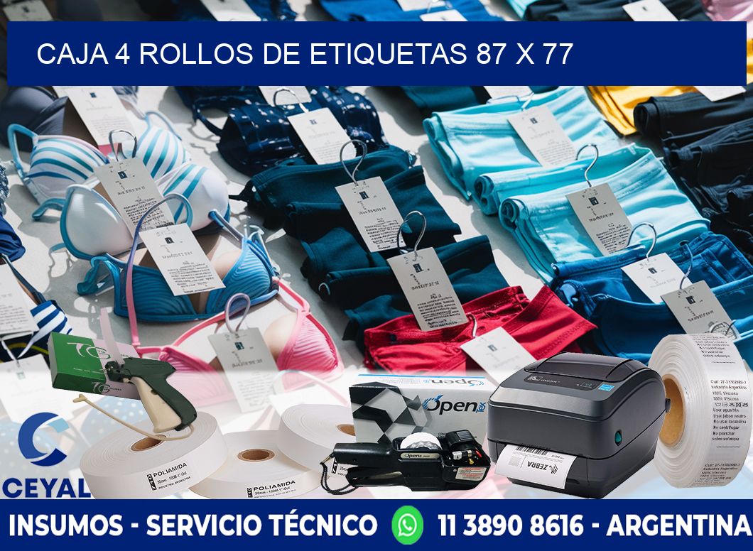CAJA 4 ROLLOS DE ETIQUETAS 87 x 77