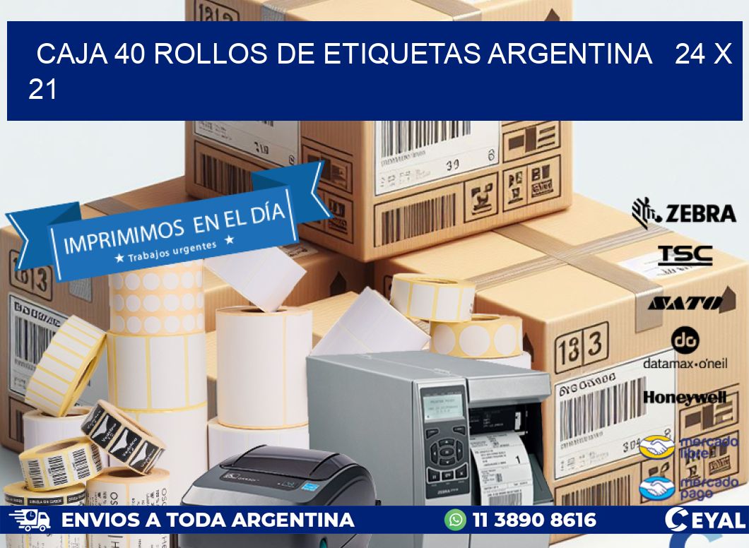 CAJA 40 ROLLOS DE ETIQUETAS ARGENTINA   24 x 21