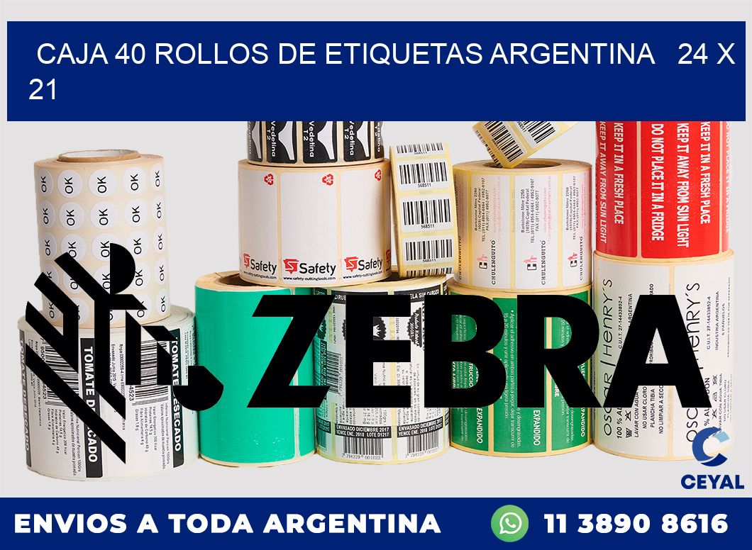 CAJA 40 ROLLOS DE ETIQUETAS ARGENTINA   24 x 21