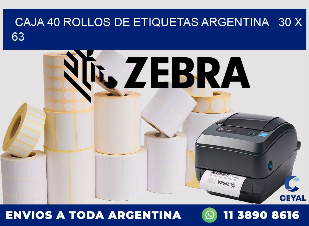 CAJA 40 ROLLOS DE ETIQUETAS ARGENTINA   30 x 63