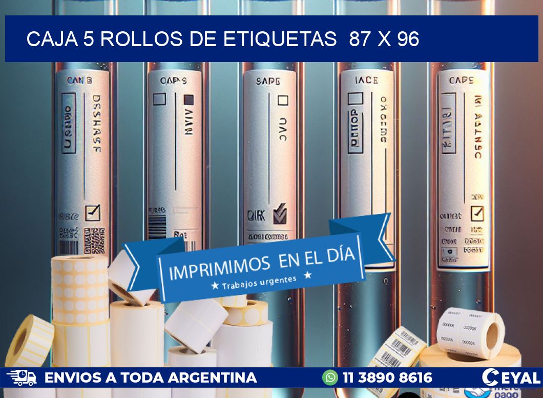 CAJA 5 ROLLOS DE ETIQUETAS  87 x 96