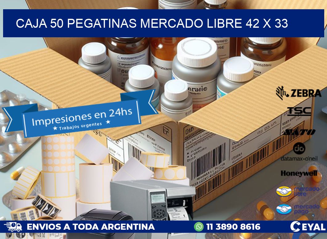 CAJA 50 PEGATINAS MERCADO LIBRE 42 x 33