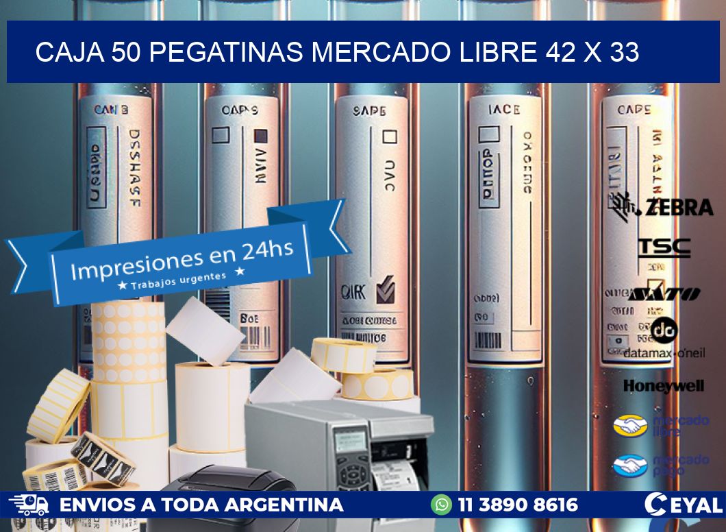 CAJA 50 PEGATINAS MERCADO LIBRE 42 x 33