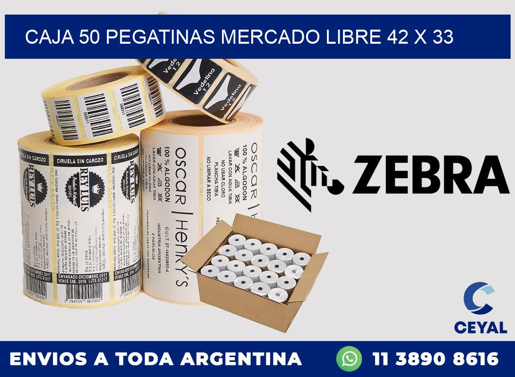 CAJA 50 PEGATINAS MERCADO LIBRE 42 x 33