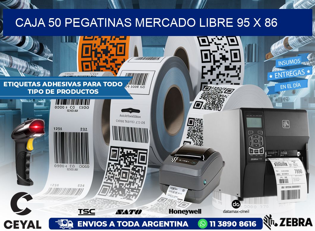 CAJA 50 PEGATINAS MERCADO LIBRE 95 x 86