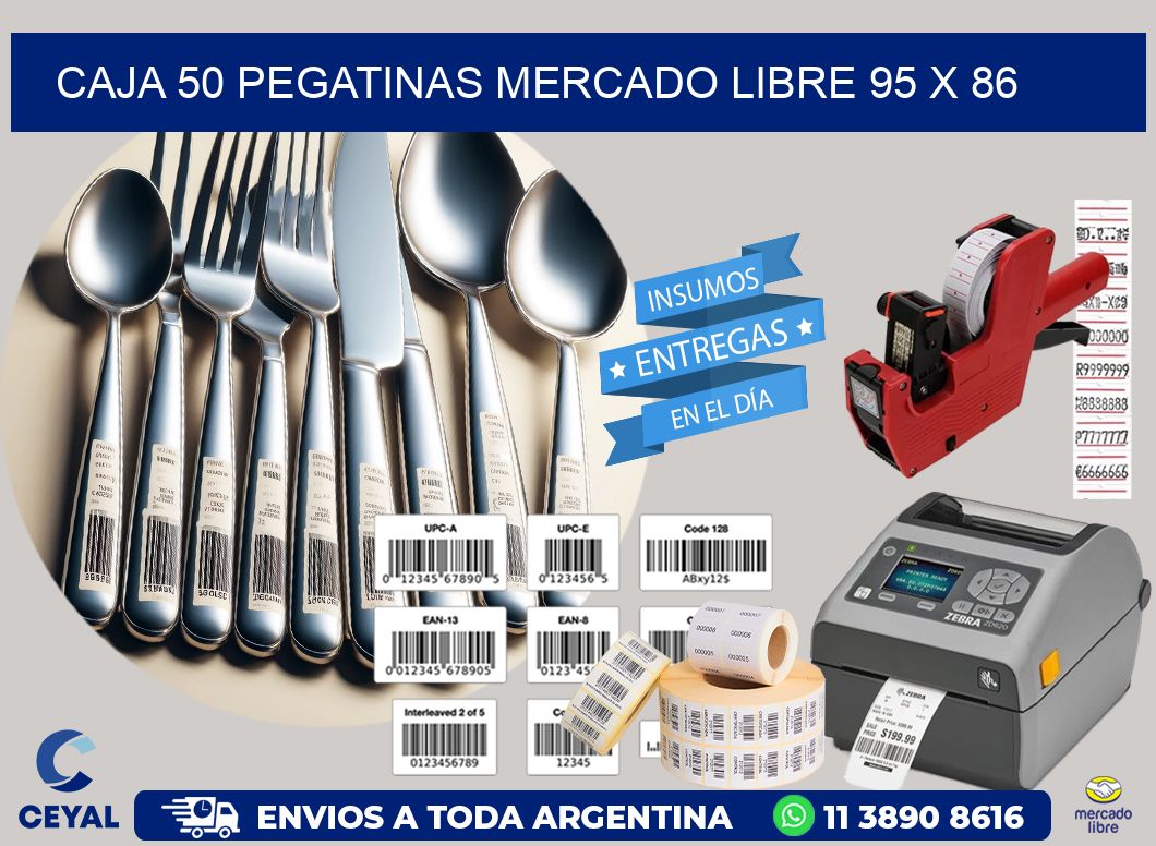 CAJA 50 PEGATINAS MERCADO LIBRE 95 x 86