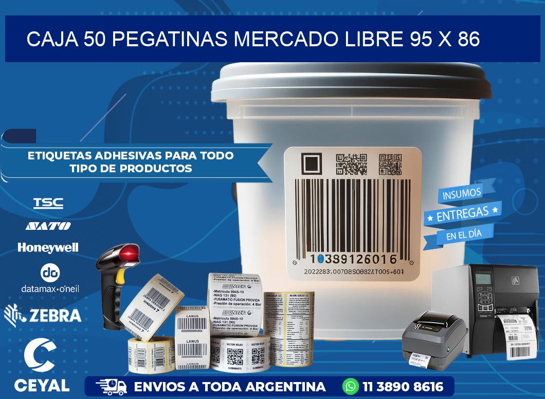 CAJA 50 PEGATINAS MERCADO LIBRE 95 x 86