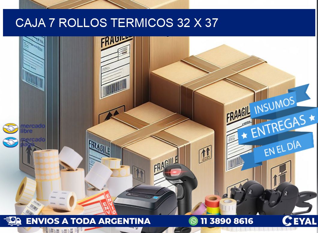 CAJA 7 ROLLOS TERMICOS 32 x 37