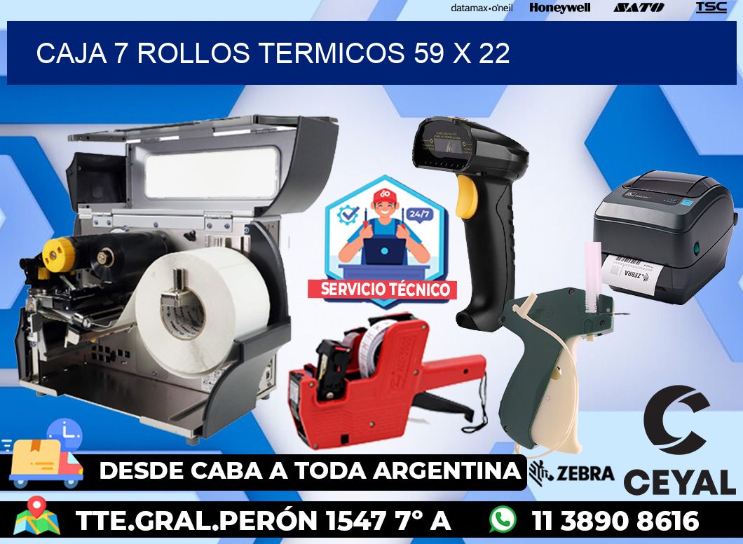 CAJA 7 ROLLOS TERMICOS 59 x 22