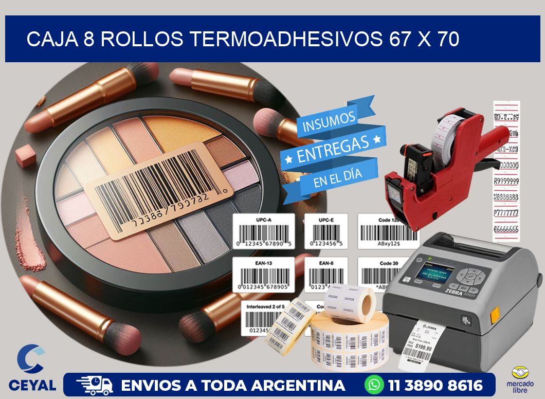 CAJA 8 ROLLOS TERMOADHESIVOS 67 x 70