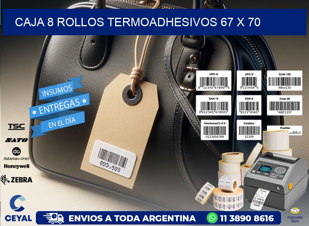 CAJA 8 ROLLOS TERMOADHESIVOS 67 x 70