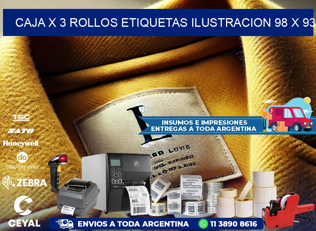 Caja X 3 Rollos Etiquetas Ilustracion 98 x 93