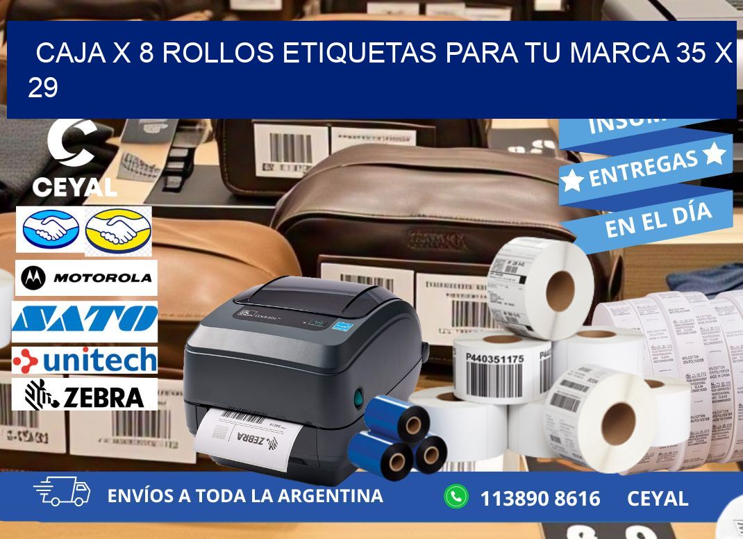 Caja X 8 Rollos Etiquetas para tu marca 35 x 29