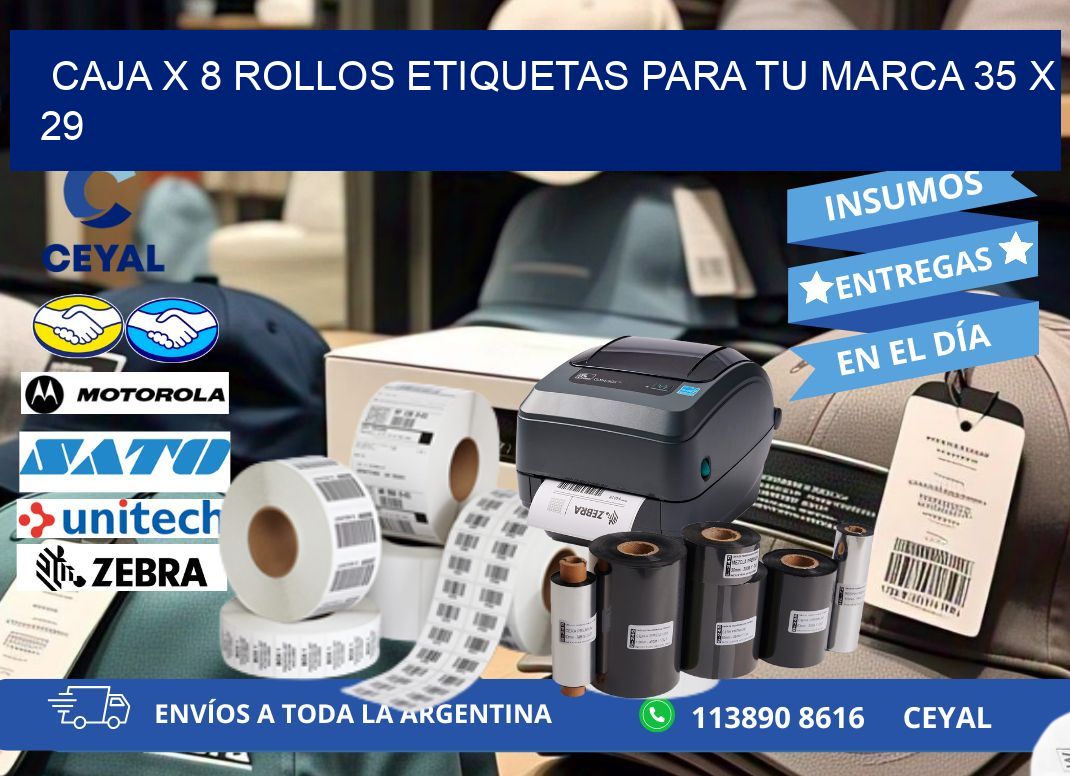 Caja X 8 Rollos Etiquetas para tu marca 35 x 29