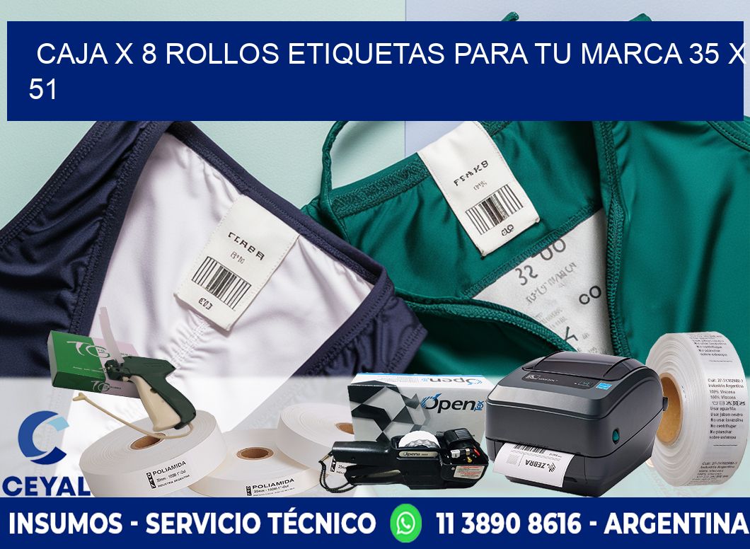 Caja X 8 Rollos Etiquetas para tu marca 35 x 51