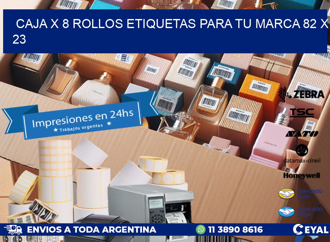 Caja X 8 Rollos Etiquetas para tu marca 82 x 23
