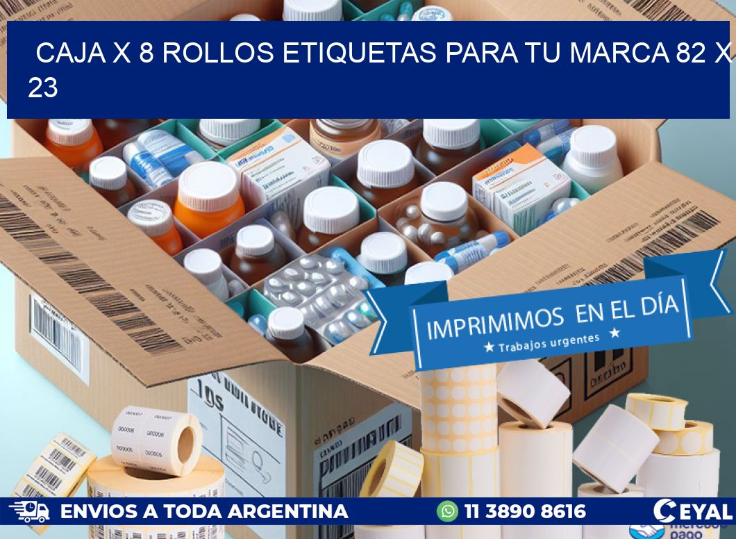 Caja X 8 Rollos Etiquetas para tu marca 82 x 23