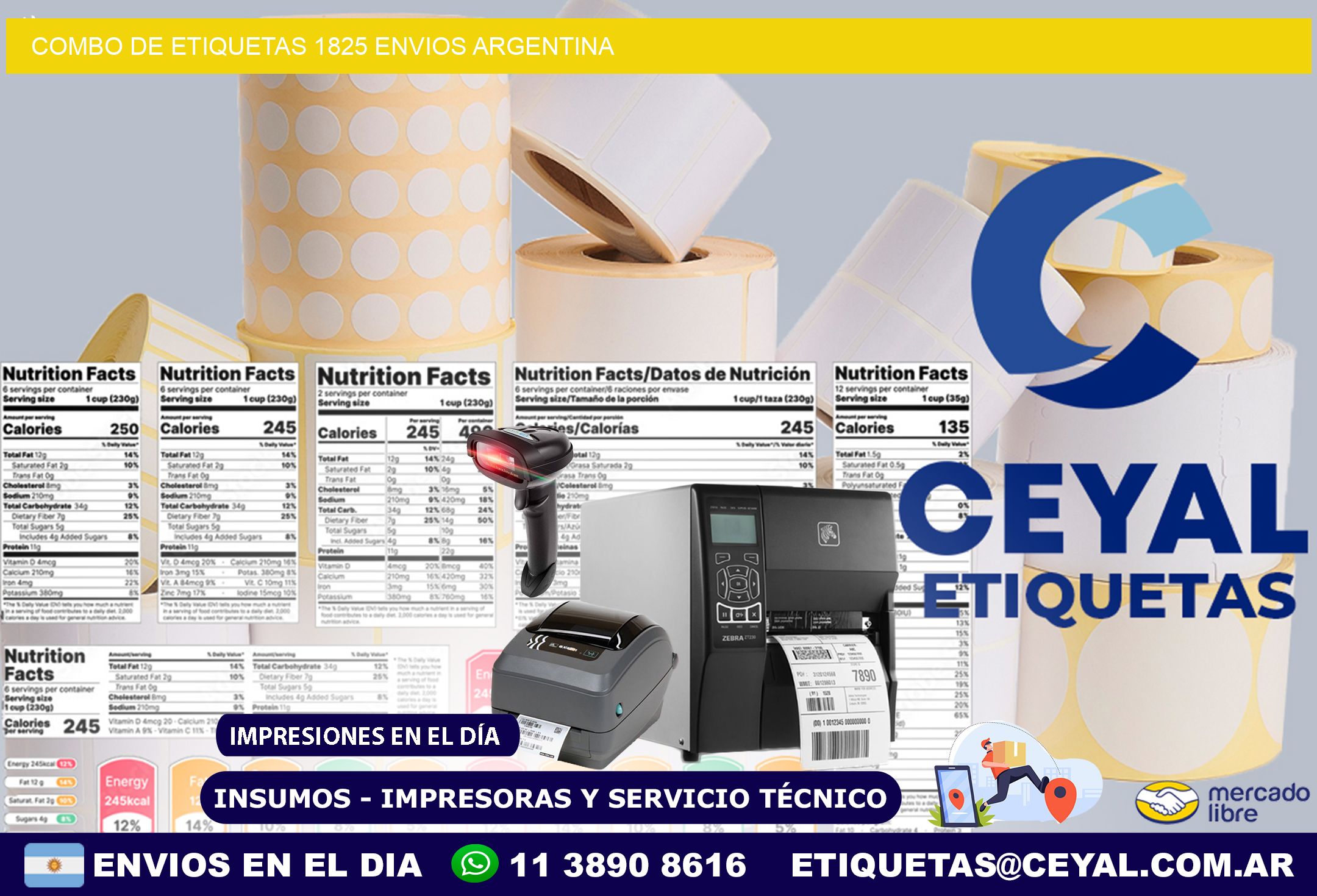 Combo de etiquetas 1825 ENVIOS ARGENTINA