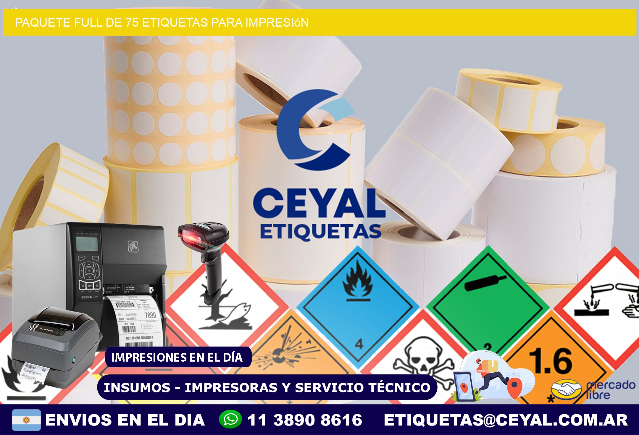 Paquete full de 75 etiquetas para impresión