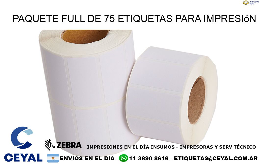 Paquete full de 75 etiquetas para impresión