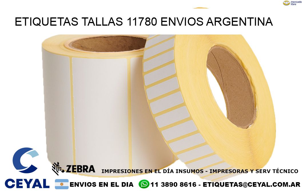 etiquetas tallas 11780 ENVIOS ARGENTINA