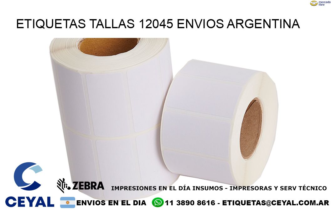 etiquetas tallas 12045 ENVIOS ARGENTINA