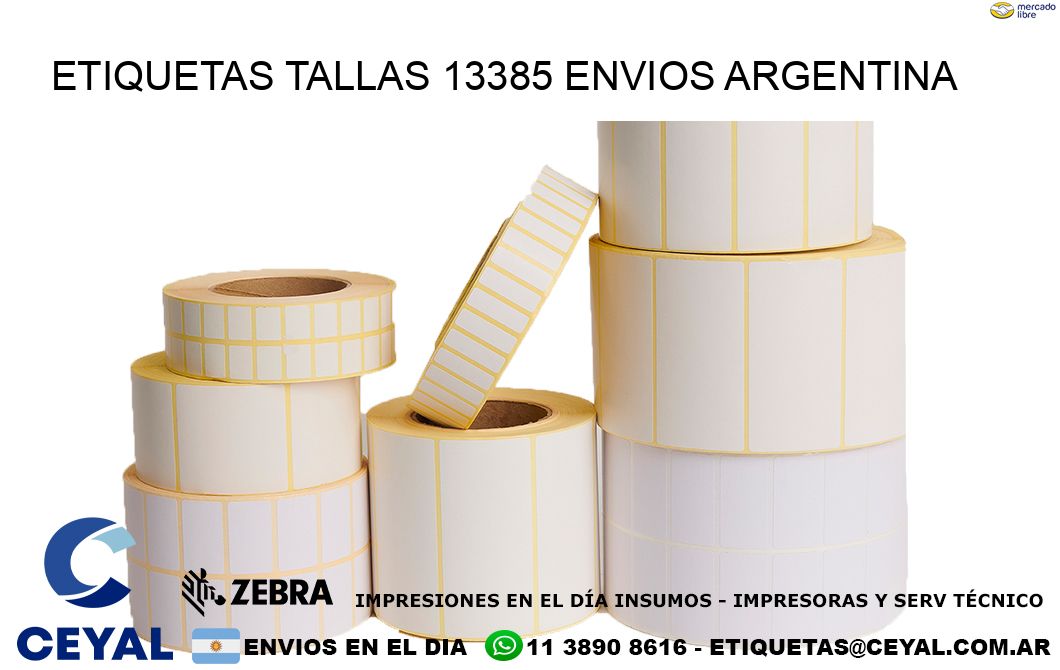 etiquetas tallas 13385 ENVIOS ARGENTINA