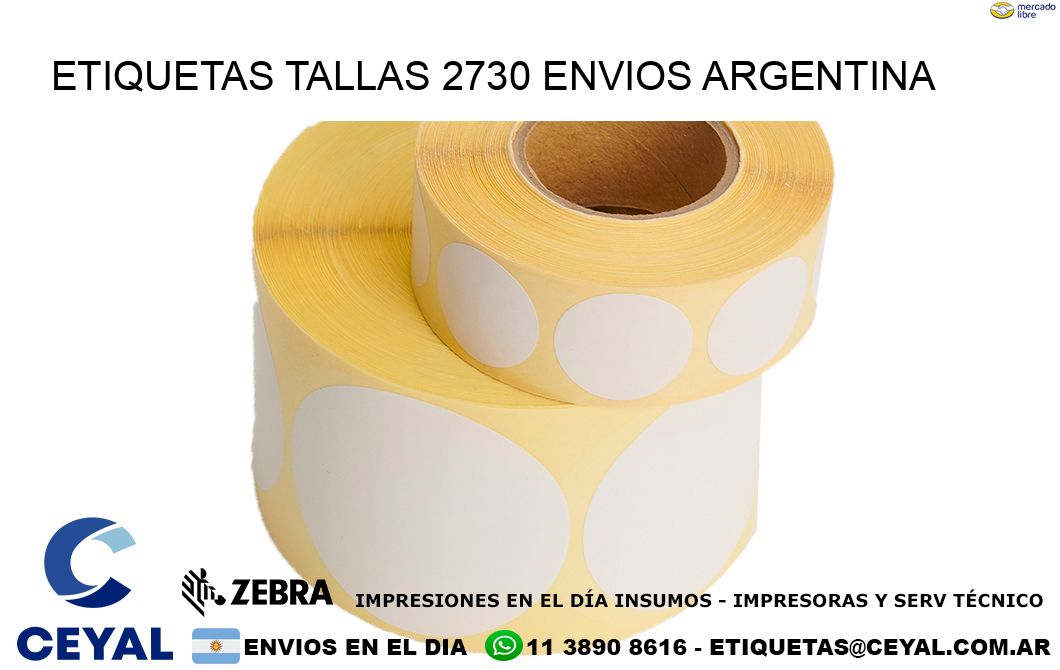 etiquetas tallas 2730 ENVIOS ARGENTINA