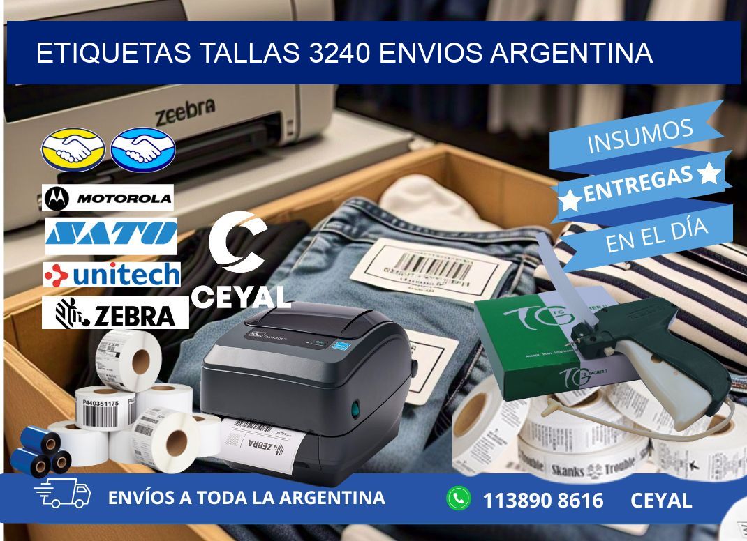 etiquetas tallas 3240 ENVIOS ARGENTINA